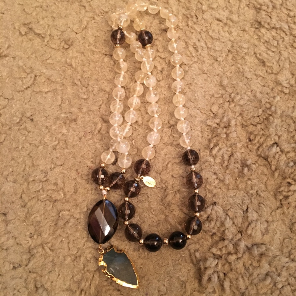 Handknotted Citrine/Smoky Quartz Shorter mala - Picture 2 of 3